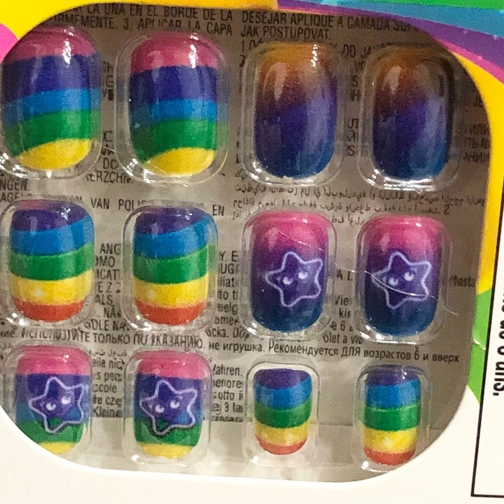 2pack Rainbow dreams little girl press on nail extensions‎ new